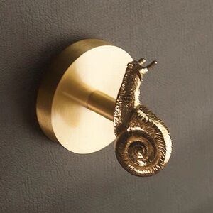 Snail Handmade Solid Brass Animal Hook Wall Mounted Coat Clothes Gold Modern Key